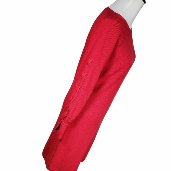 Etcetera Medium Red Knit Long Sleeve Sweater Dress NWT - Picture 4 of 9